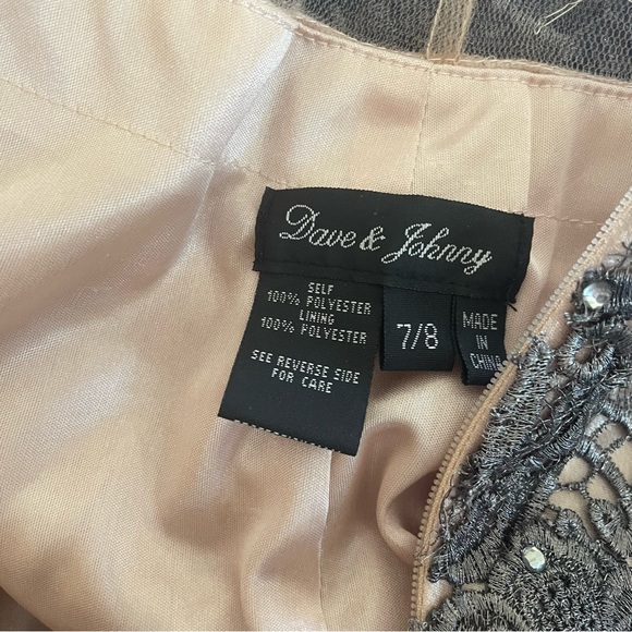 Dave & Johnny intricately lace and bling detail mesh short sleeve Dress size 7 - Picture 13 of 16